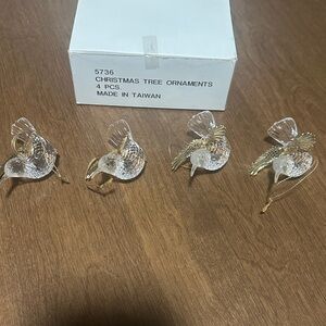 Home Interiors Gold and Clear hummingBird Ornaments